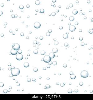 Bolle blu. Scintilla il ruscello sottomarino in acqua, mare, acquario. Pop frizzante e bevanda effervescente. Astrarre le bolle di soda fresca. Illustrazione vettoriale Illustrazione Vettoriale