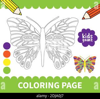 Giochi da tavolo per bambini per preschoolers e studenti della scuola primaria fogli di lavoro, asilo.Page Per bambini libro educativo.cute farfalla inbrct Illustrazione Vettoriale