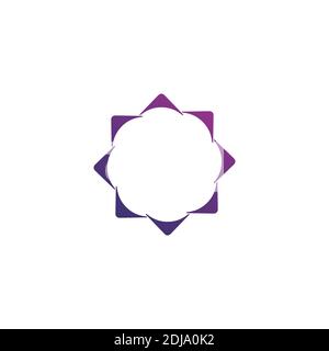 Modello di disegno del logo solare isolato vettoriale. Simbolo puntini astratti. Forma rotonda dell'icona. Illustrazione vettoriale dello stock isolata Illustrazione Vettoriale