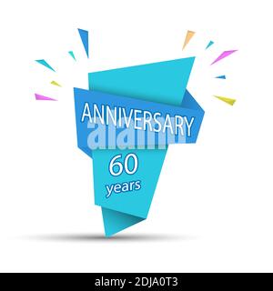 ANNIVERSARIO 60 anni. Banner colorato per congratulazioni e design tematico. Illustrazione vettoriale stock Illustrazione Vettoriale