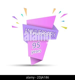 ANNIVERSARIO 95 anni. Banner colorato per congratulazioni e design tematico. Illustrazione vettoriale stock Illustrazione Vettoriale