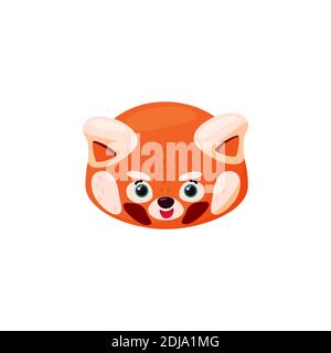 Testa di panda rosso come emoji felice. Espressione di felicità. Illustrazione vettoriale dell'animale in stile cartone animato Illustrazione Vettoriale