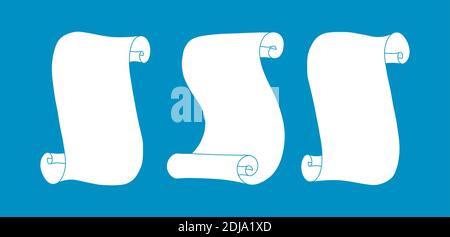 Il diploma scorre. Insieme di manoscritti scorre isolato su sfondo bianco. Illustrazione vettoriale in stile doodle Illustrazione Vettoriale