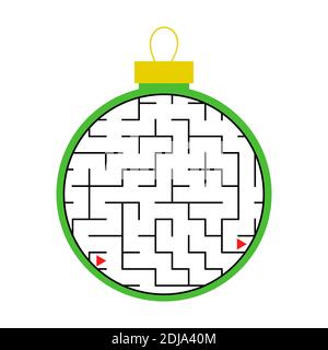 Labirinto. Giocattolo albero di Natale. Semplice immagine vettoriale piatta isolata su sfondo bianco Illustrazione Vettoriale