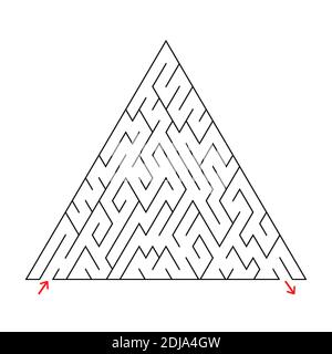 Labirinto triangolare con un ingresso e un'uscita. Semplice illustrazione vettoriale piatta isolata su sfondo bianco Illustrazione Vettoriale