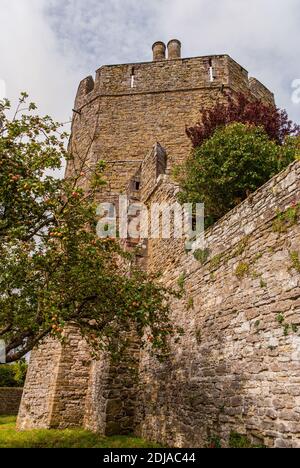 Torre al Castello di Stokesay, una casa padronale fortificata del XIII secolo, Shropshire, Regno Unito Foto Stock