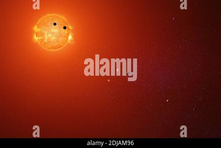 Il sole e i pianeti del sistema solare, una vista dallo spazio. Il dispositivo del nostro sistema solare. Concetto di astronomia e scienza. Elementi di furni immagine Foto Stock