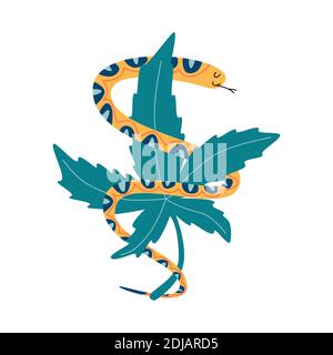 Serpente con marijuana. Logo per la società di cannabis Illustrazione Vettoriale