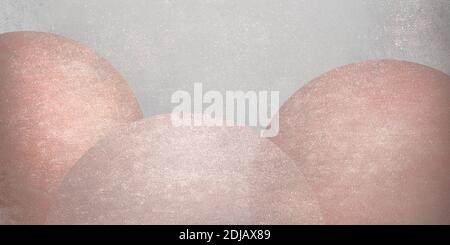 Illustrazione astratta geometrica dell'acquerello con tre cerchi rosa su sfondo argento. Foto Stock