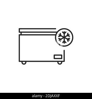 Icona della linea di colore freddo del congelatore. Apparecchiature domestiche. Illustrazione Vettoriale