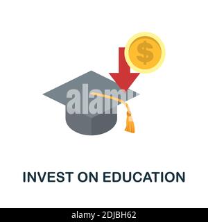 Investite sull'icona piatta Education. Colore elemento semplice dalla raccolta di istruzione STEM. Creative Invest on Education icona per web design, modelli Illustrazione Vettoriale