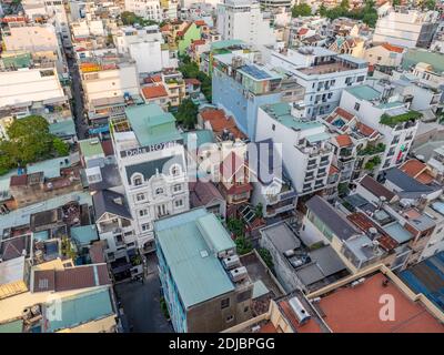 Vista aerea dei distretti di Tan Binh e Phu Nhuan nella città di ho Chi Minh, Vietnam. Foto Stock