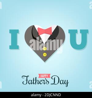 biglietto d'auguri per l'illustrazione del vettore del giorno del padre felice. concetto del giorno del padre con smoking a forma di cuore Illustrazione Vettoriale