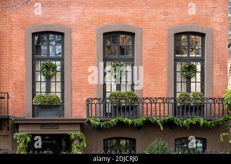 Stagione natalizia nel quartiere di Gramercy Park, New York City, USA Foto Stock