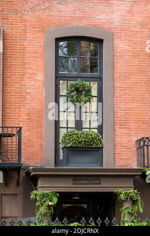 Stagione natalizia nel quartiere di Gramercy Park, New York City, USA Foto Stock