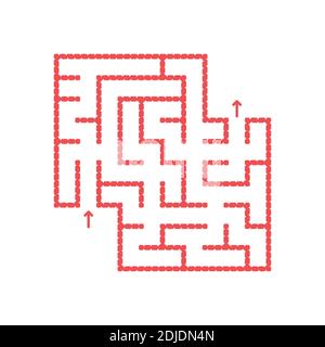 Un labirinto quadrato colorato con un ingresso e un'uscita. Semplice immagine vettoriale piatta isolata su sfondo bianco. Con un luogo per i disegni. Illustrazione Vettoriale