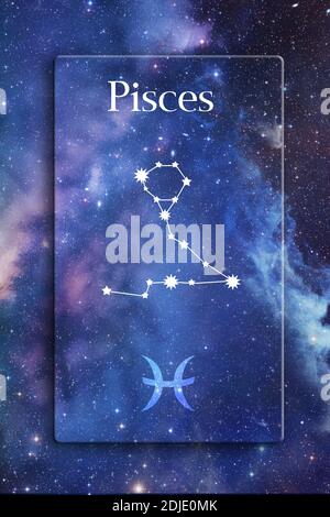 Astrologia simbolo e costellazione di segno zodiacale dei Pesci Foto Stock