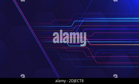 Illustrazione vettoriale di sfondo chiaro astratto con esagoni trasparenti e. linee colorate al neon per il tuo design Illustrazione Vettoriale