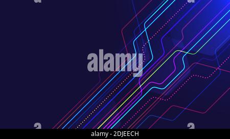 Illustrazione vettoriale di sfondo chiaro astratto con esagoni trasparenti e. linee colorate al neon per il tuo design Illustrazione Vettoriale