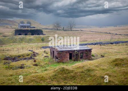 Edifici in rovina a Penwyllt Foto Stock