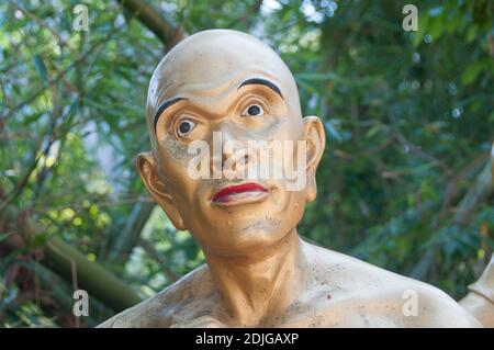 Alcune delle più di 12,000 statue di Buddha esposte al monastero dei diecimila Buddha di Sha Tin, nuovi territori, Hong Kong, nel novembre 2018. Il sito è a pochi passi da una stazione della metropolitana e può essere raggiunto dalla città di Hong Kong. Ogni statua del Buddha è unica. Ernie Mastroianni foto Foto Stock