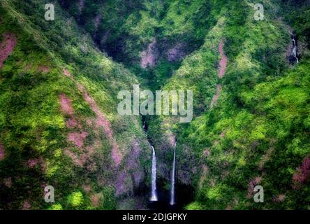 Cascate dall'aria. Kauai, Hawaii Foto Stock