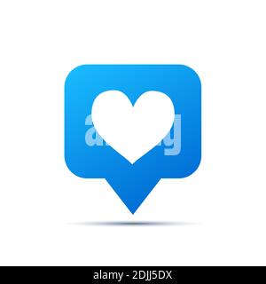 Icona di tendenza blu brillante per i social network. Cuore come piktogramma su bianco Illustrazione Vettoriale