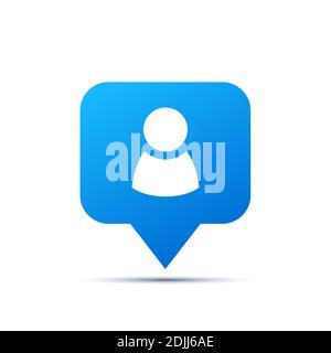 Icona di tendenza blu brillante per i social network. Piktogramma della persona su bianco Illustrazione Vettoriale
