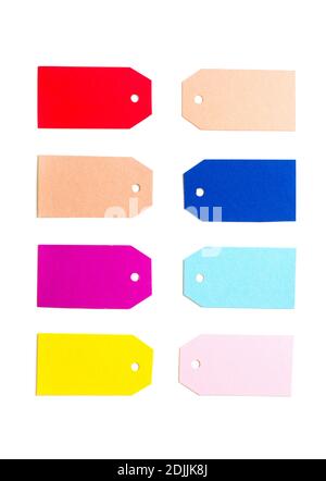 Le etichette colorate con lo spazio di copia per una moda negozio Foto Stock