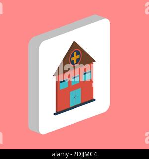 Icona vettore semplice dell'ospedale. Modello di disegno simbolo illustrazione per elemento dell'interfaccia utente Web mobile. Pittogramma isometrico a colori perfetto sul quadrato bianco 3d. Poss Illustrazione Vettoriale