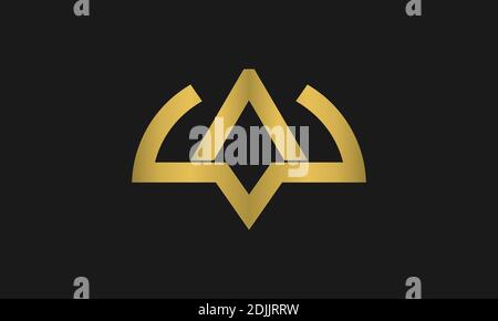 A , W , WA , AW lettera logo disegno e monogramma. Modello di design con logo vettoriale Letter A, W. Logo astratto della corona. Illustrazione Vettoriale