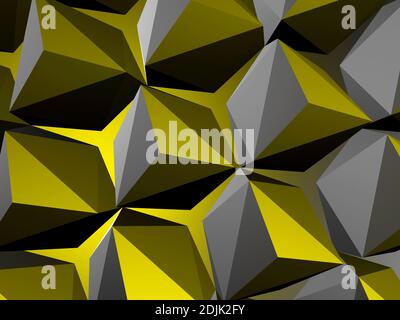 Schema geometrico astratto, sfondo giallo con struttura a basso contenuto di poly grigio parametrico, illustrazione del rendering 3d Foto Stock