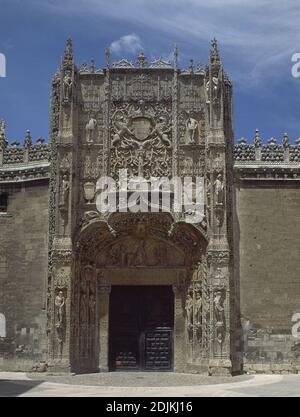 FACHADA - 1488/1496 - ANTIGUA COLEGIO DE SAN GREGORIO - GOTICO FLAMIGERO. AUTORE: GIL DE SILOE? / 1501-. LOCALITÀ: MUSEO NACIONAL DE ESCULTURA-EDIFICIO. Valladolid. SPAGNA. Foto Stock