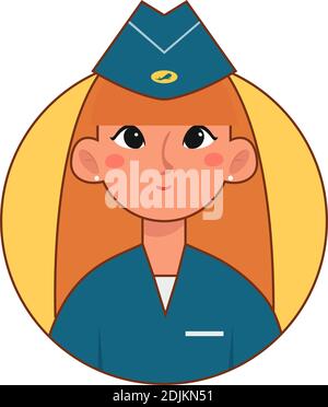 Isolato stewardess donna professioni lavoro icona logo- Vector Illustrazione Vettoriale