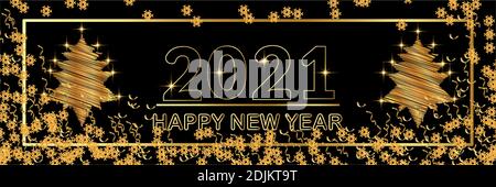 2021 felice anno nuovo oro vettore sfondo Illustrazione Vettoriale