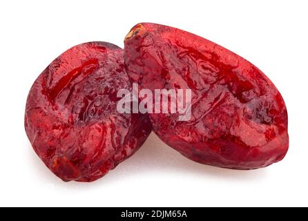 percorso di mirtillo rosso essiccato isolato su bianco Foto Stock