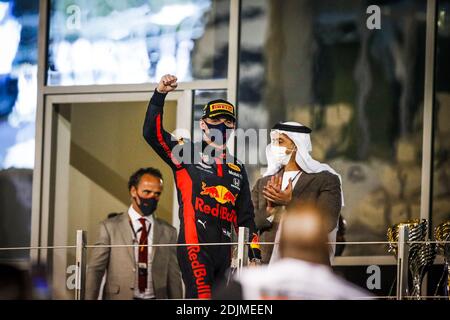 VERSTAPPEN Max (Ned), Aston Martin Red Bull Racing Honda RB16, podio ritratto durante la Formula 1 Etihad Airways Abu Dhabi G/LM Foto Stock