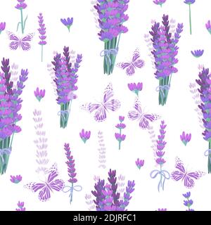 Uno sfondo senza cuciture con lavanda. Illustrazione vettoriale Illustrazione Vettoriale