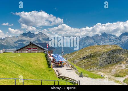 Sand in Taufers, Bolzano Province, South Tyrol, Italy. The Sonnklarhütte in the Speikboden hiking area. Stock Photo