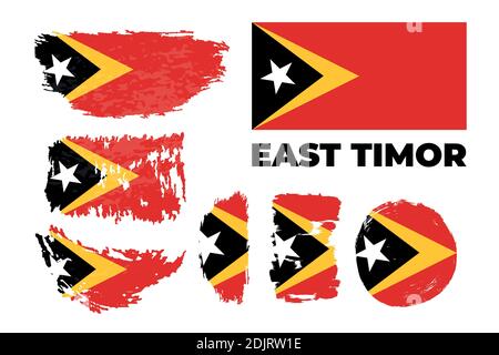 Illustrazione vettoriale della bandiera nazionale di Timor orientale con i colori giusti Illustrazione Vettoriale