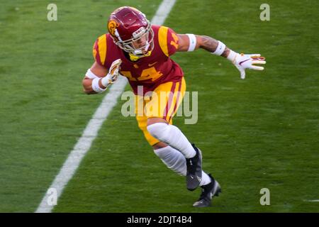 Southern California Trojans cornerback Jayden Williams (14) warms up before an NCAA football game against the UCLA Bruins, Saturday, December 12, 2020 Stock Photo