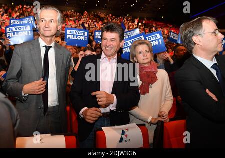 Former AXA CEO and current HSBC non-executive director Henri de Castries and his wife Anne during candidate for the center and right-wing presidential primaries, former Prime minister Francois Fillon's last campaign meeting ahead of Sunday's first round of voting, at Palais des Congres in Paris, France on November 18, 2016. Photo by Christian Liewig/ABACAPRESS.COM Stock Photo