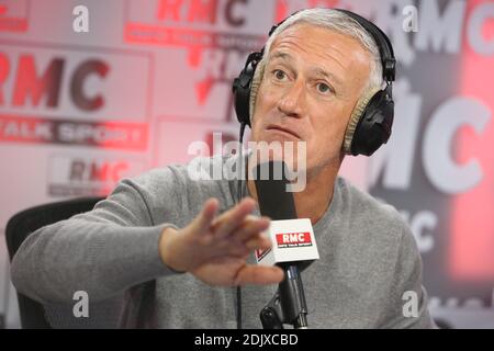 Exclusive - Didier Deschamps al talk show sportivo 'Team Duga' su RMC radio, intervistato da Christophe Dugarry, Parigi, 05 dicembre 2016. Foto di Jerome Domine/ABACAPRESS.COM Foto Stock