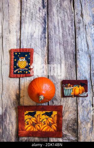 Patchwork, motivo di autunno, decorazione di Halloween Foto Stock