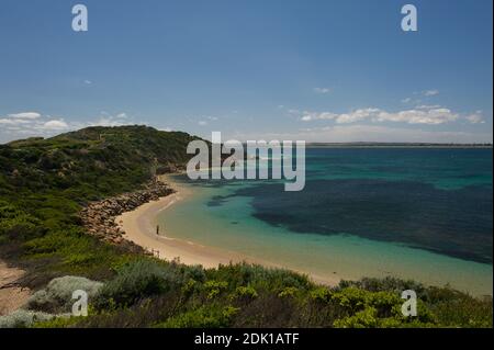 Si tratta di Point Nepean, porta d'ingresso alla Baia di Port Phillip e al Porto di Melbourne, e di un importante punto di difesa durante entrambe le Guerre Mondiali. Foto Stock