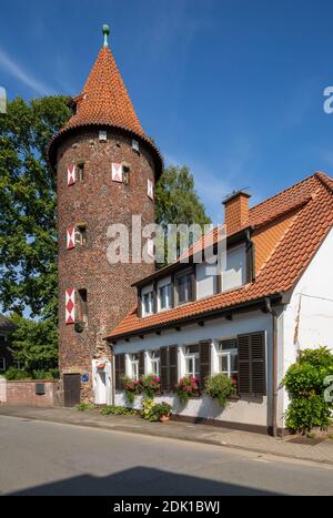 Germania, Borken, Hohe Mark Westmuensterland Nature Park, Muensterland, Westfalia, Nord Reno-Westfalia, Kuhmturm, torre di difesa, torre di mattoni, ex fortificazioni della città Foto Stock