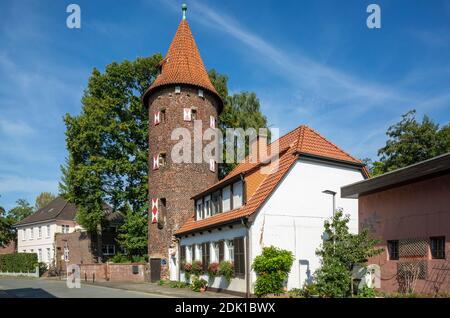 Germania, Borken, Hohe Mark Westmuensterland Nature Park, Muensterland, Westfalia, Nord Reno-Westfalia, Kuhmturm, torre di difesa, torre di mattoni, ex fortificazioni della città Foto Stock