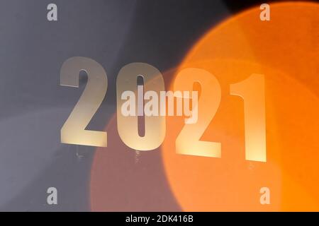 Brussels, Belgium. 14th Dec, 2020. A sign of 2021 is illuminated on a building in Brussels, Belgium, Dec. 14, 2020. Credit: Zheng Huansong/Xinhua/Alamy Live News Stock Photo