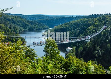 Germania, Sassonia-Anhalt, Harz, ponte sospeso Titan RT nella diga di Rappbode, Foto Stock