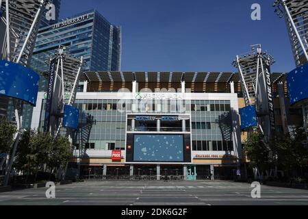 A general view of the XBox Plaza at LA Live, Monday, Dec. 14, 2020, in Los Angeles. Stock Photo